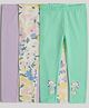 Mothercare Cotton Elastane Knit Ankle Length Leggings with Butterfly Print Pack of 3 - Lavender Mint Off White