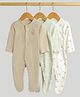 Mothercare Cotton Knit Full Sleeves Sleep Suit with Camel Print Pack of 3 - Beige White & Sea Green
