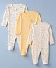 Mothercare 100% Cotton Elastane Knit Full Sleeves Sleep Suits with Little Chicken Print Pack Of 3 - Cream, White, Yellow