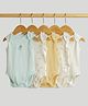 Mothercare 100% Cotton Woven Knit Half Sleeves Onesies With Chick Print Pack of 5 - Peach & Yellow