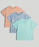 Mothercare Cotton Woven Striped T-Shirts with Half Sleeves and Beach Theme Print Pack of 3 - Blue Turquoise Peach