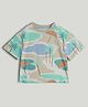 Mothercare Cotton Woven T-Shirt with Half Sleeves and Beach Scene Print in Beige