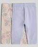 Mothercare Cotton Elastane Knit Full Length Leggings with Floral Print Pack of 2 - Lavender & Cream