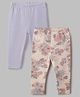 Mothercare Cotton Elastane Knit Full Length Leggings with Floral Print Pack of 2 - Lavender & Cream