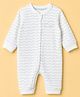 Mothercare 100% Cotton Knit My First Contemporary Full Sleeve Sleep Suit with Waves & Whale Print - White