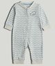 Mothercare 100% Cotton Knit My First Contemporary Full Sleeve Sleep Suit with Waves & Whale Print - White