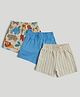 Mothercare 100% Cotton Woven Short With Animal Print Pack of 3 - Blue Beige