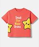 Mothercare 100% Cotton Woven T-Shirt with Half Sleeves and Star Print in Neon Orange