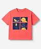 Mothercare 100% Cotton Woven T-Shirt with Half Sleeves and Dog Print in Neon Orange