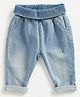 Mothercare Cotton Woven Denim Full Length Solid Joggers with Elasticated Pull Ons in Blue