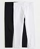 Mothercare Cotton Knit Skinny Fit Full Length Solid Leggings in Black & White Pack of 2