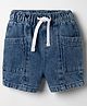 Mothercare 100% Cotton Woven Denim Solid Shorts in Blue