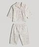 Mothercare 100% Cotton Knit Woven Full Sleeves Shirt and Pyjama Co-Ords Set With Duck Print - Light Pink