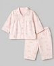Mothercare 100% Cotton Knit Woven Full Sleeves Shirt and Pyjama Co-Ords Set With Duck Print - Light Pink
