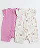 Mothercare 100% Cotton Woven Knit Full Sleeves Polka Dots Printed Rompers Pack of 2 - White & Pink