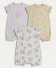 Mothercare 100% Cotton Woven Knit Half Sleeves Rompers With Floral Print Pack of 3 - Orange & Pink