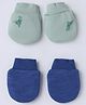 Mothercare 100% Cotton Knit Mittens with Dinosaur Print Pack of 2 - Navy Blue & Teal