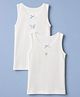 Mothercare 100% Cotton Knit Woven Sleeveless Vest with Bow Applique Pack of 2 - White