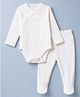 Mothercare Cotton Knit Full Sleeves Printed Bodysuit With Leggings - White