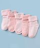 Mothercare Cotton Blend Knit Ankle Length Floral & Bird Design Socks Pack Of 5 - Pink & Light Pink