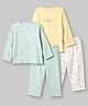 Mothercare 100% Cotton Knit Woven Full Sleeves T-Shirt & Leggings Set With Cherry Print Pack of 2 - Yellow & Light Blue