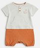 Mothercare 100% Cotton Woven Knit Half Sleeves Giraffe Embroidered Romper - White