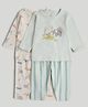 Mothercare 100% Cotton Knit Full Sleeves T-Shirts and Pyjamas with Jungle Safari Print Set of 2 - Light Green & Off White