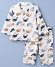 Mothercare Cotton 100% Knit Woven Half Sleeves Shirt and Pyjama Co-Ords Set With Whale Print - White
