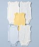 Mothercare 100% Cotton Woven Knit Sleeveless Printed Onesie With Pack of 5 - Off White & Yellow