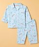 Mothercare 100% Cotton Knit Woven Full Sleeves Shirt and Pyjama Co-Ords Set with Space Print - Blue