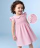 Babyhug Cotton Woven Dress with Sleeveless and Striped Pattern in Pink for New born