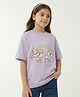 Button Bear Cotton Knit Paw Patrol Featuring Half Sleeves Characters Printed Tee - Purple
