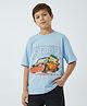 Button Bear Cotton Knit Nickeledeon Featuring Half Sleeves Spongebob Printed Tee - Blue