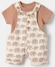 Mothercare Unisex 2-Piece Dungaree Set - Brown & Cream - 56 - Cotton - (Newborn)