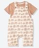 Mothercare Cotton Woven Knit 2 Piece Dungaree Set With Lion Print - Brown