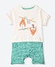 Mothercare Cotton Woven Knit Half Sleeves Monkey Printed Romper - White