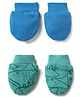 Mothercare 100% Cotton Knit Solid Mittens Pack of 2 - Green & Blue