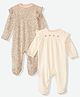 Mothercare Cotton Knit Full Sleeves Sleep Suit with Floral & Tropical Print Pack of 2 - Cream