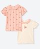Mothercare Cotton Woven T-Shirt with Half sleeves and Cherry Print in Coral Pack of 2