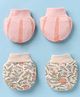 Mothercare 100% Cotton Knit Solid Mittens With Floral Print Pack of 2 - Coral ,Peach