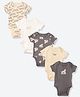 Mothercare Cotton Woven Knit Half Sleeves Printed Bodysuits Pack of 5 - Cream, Beige, Dark Grey