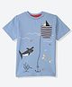 Mothercare 100% Cotton Woven T-Shirts with Half Sleeves and Boat Sea Life Print - Blue