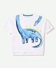 Mothercare 100% Cotton Woven T-Shirts with Half Sleeves and Dinosaur Print - White