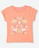 Mothercare 100% Cotton Woven T-Shirt with Half Sleeves and Flamingo Print - Peach