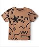Mothercare 100% Cotton Woven T-Shirts with Half Sleeves and Doodles Print - Brown