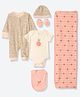 Mothercare Girls Printed 6-Piece Gift Set - Pink , White & Cream - 56 - Cotton - (Newborn)
