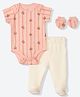 Mothercare Girls Printed 3-Piece Gift Set - Pink & White - 56 - Cotton - (Newborn)
