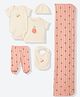 Mothercare Girls Printed 6-Piece Gift Set - Coral & White - 56 - Cotton - (Newborn)