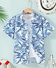 The Kids Club Cotton Blend Woven Half Sleeves Tropical Theme Printed Shirt With Attached Inner Tee - White