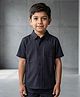 The Kids Club Cotton Blend Woven Half Sleeves Texture Striped Shirt - Black